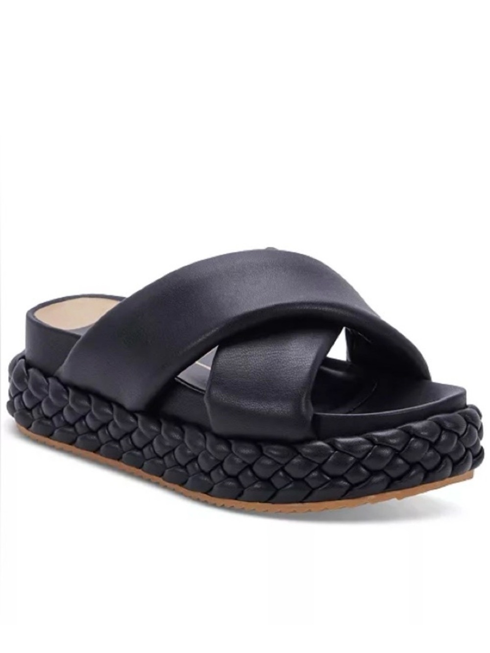 Dolce Vita Blume cross-cross Black Braided Platform Slide Sandal